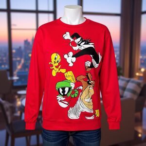 Juniors Looney Toons Taz Marvin Bugs Tweety Sylvester & Bugs Sweatshirt Size Sma